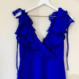 Royal blue ruffle top maxi dress